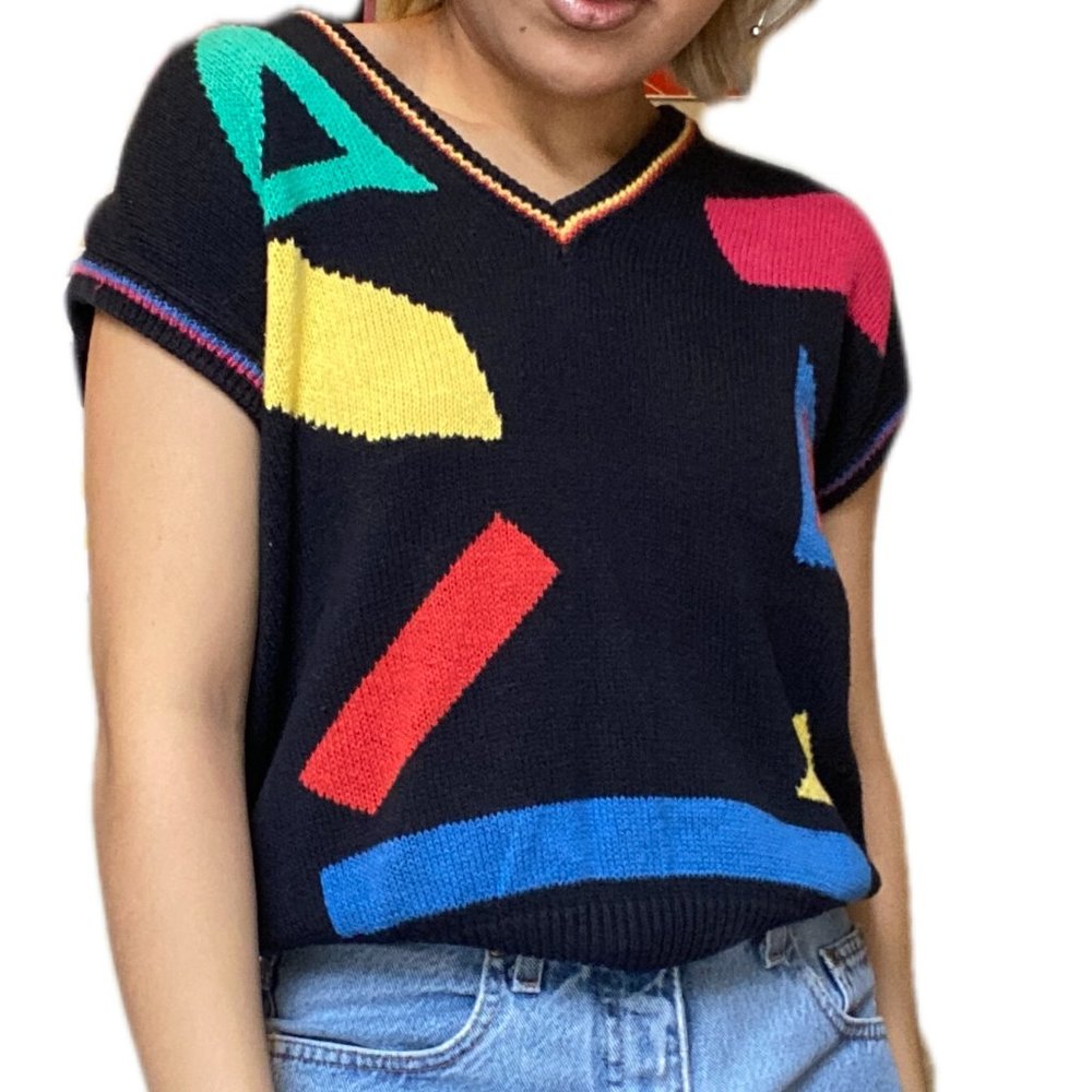 Authentic Majestic International Black Retro Sweater Vest
